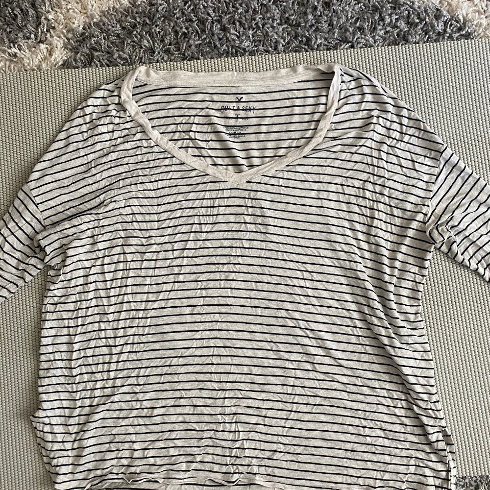 Striped flowy shirt